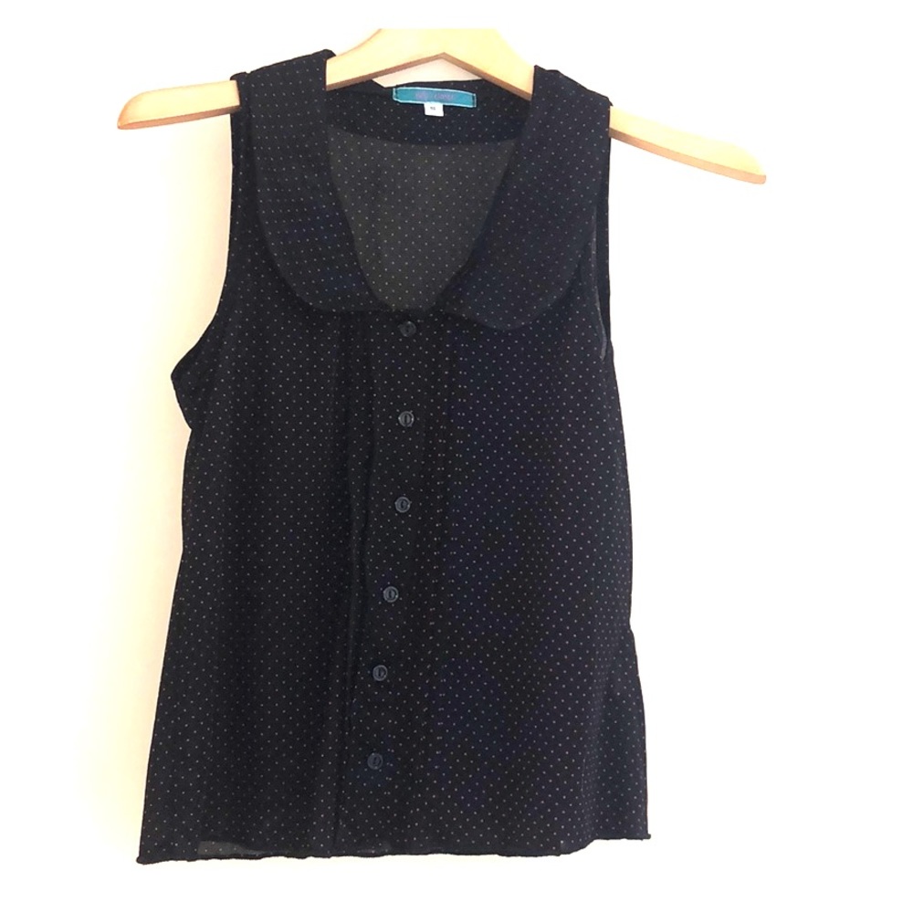 Super cute sheer black & pink polka dotted blouse